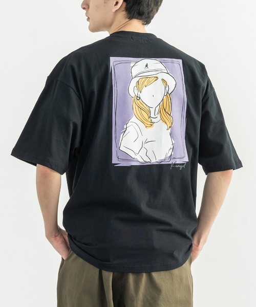 Rocky Monroe(ロッキーモンロー)の「KANGOL カンゴール 別注 オーバーサイズ イラスト グラフィックバックプリントT(Tシャツ/カットソー・メンズ・ブラウン/グレイッシュベージュ/グリーン/オフホワイト/ピンク/パープル/サックスブルー/ブラック・M/S/L/XL)」の12枚目の写真