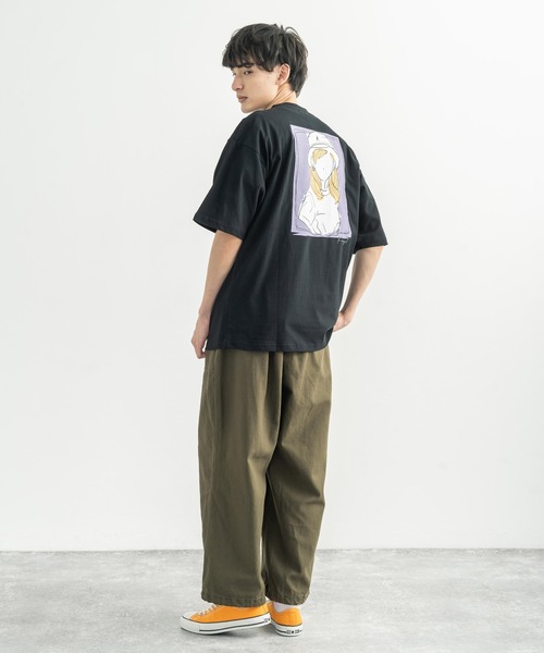 Rocky Monroe(ロッキーモンロー)の「KANGOL カンゴール 別注 オーバーサイズ イラスト グラフィックバックプリントT(Tシャツ/カットソー・メンズ・ブラウン/グレイッシュベージュ/グリーン/オフホワイト/ピンク/パープル/サックスブルー/ブラック・M/S/L/XL)」の14枚目の写真