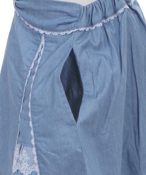 axes femme（アクシーズファム）の「切替デザインデニムスカパン（デニムパンツ・キッズ・ワンウォッシュ/インディゴブルー・MEDIUM/SMALL/X-LARGE/XX-LARGE/LARGE）」の21枚目の写真