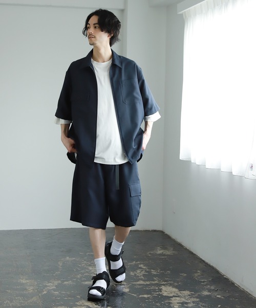 niko and...（ニコアンド）の「半袖ZIPワークシャツ（シャツ/ブラウス・メンズ・ネイビー/ブルー・MEDIUM/LARGE）」の15枚目の写真