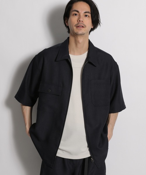 niko and...（ニコアンド）の「半袖ZIPワークシャツ（シャツ/ブラウス・メンズ・ネイビー/ブルー・MEDIUM/LARGE）」の9枚目の写真