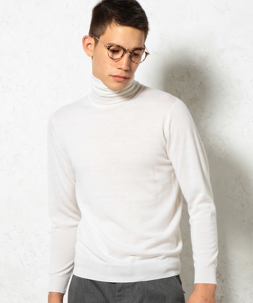 green label relaxing（グリーンレーベルリラクシング）の「□BASIC HI/G TTL/N 16G ニット（ニット/セーター・メンズ・ホワイト/ブラック/グレー・SMALL/MEDIUM/LARGE）」の2枚目の写真