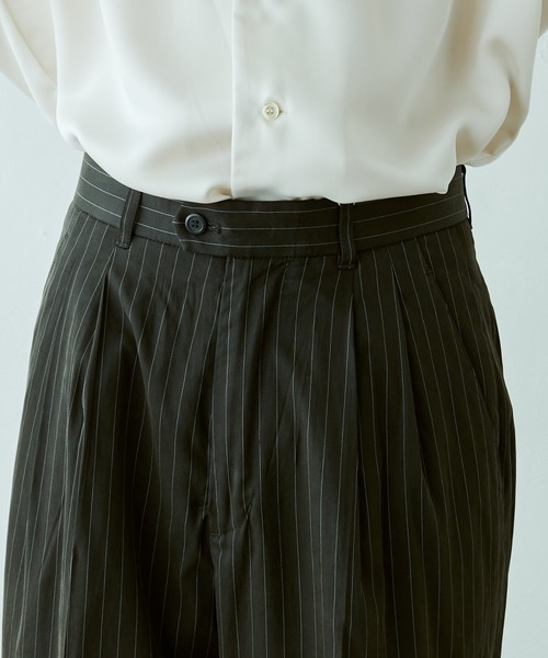 Lui's（ルイス）の「キュプラ混ストライプワイドパンツ（スラックス・メンズ・ブラック/ライトグレー・SMALL/MEDIUM）」の6枚目の写真