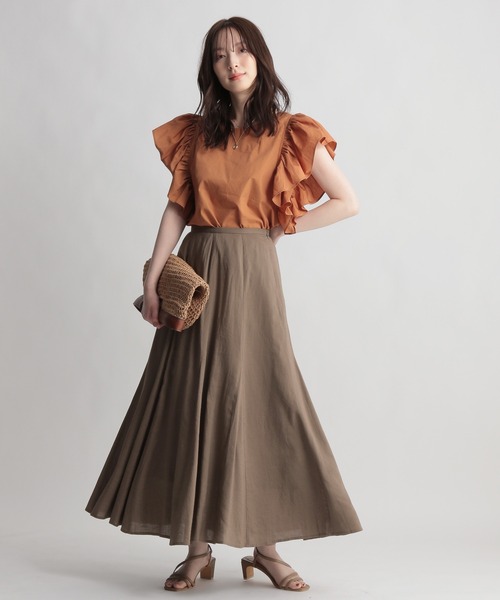 Andemiu(アンデミュウ)の「リネンフレアスカート951174(スカート・レディース・ブラウン/レッド/カーキ・SMALL/MEDIUM)」の13枚目の写真