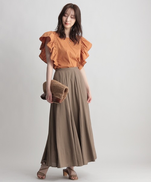 Andemiu(アンデミュウ)の「リネンフレアスカート951174(スカート・レディース・ブラウン/レッド/カーキ・SMALL/MEDIUM)」の15枚目の写真