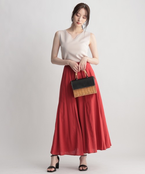 Andemiu(アンデミュウ)の「リネンフレアスカート951174(スカート・レディース・ブラウン/レッド/カーキ・SMALL/MEDIUM)」の9枚目の写真