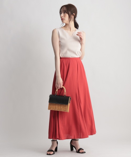 Andemiu(アンデミュウ)の「リネンフレアスカート951174(スカート・レディース・ブラウン/レッド/カーキ・SMALL/MEDIUM)」の7枚目の写真