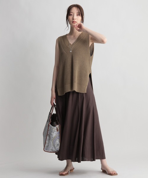 Andemiu(アンデミュウ)の「リネンフレアスカート951174(スカート・レディース・ブラウン/レッド/カーキ・SMALL/MEDIUM)」の11枚目の写真