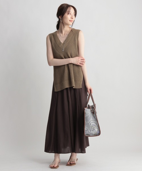 Andemiu(アンデミュウ)の「リネンフレアスカート951174(スカート・レディース・ブラウン/レッド/カーキ・SMALL/MEDIUM)」の17枚目の写真