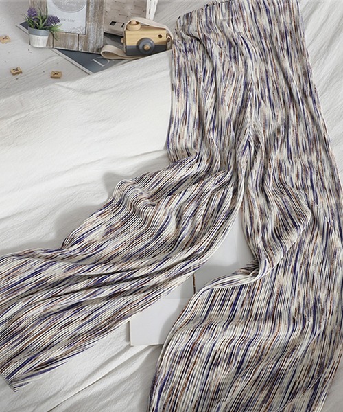 SMILE ORCHID（スマイルオーキッド）の「セルフカットルーズシルエットニュアンス柄リラックスパンツ（その他パンツ・レディース・ブラック/パープル/ブルー/グレー・FREE）」の8枚目の写真