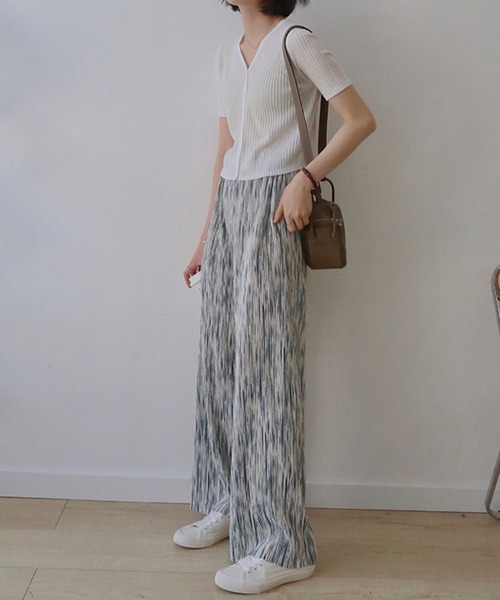 SMILE ORCHID（スマイルオーキッド）の「セルフカットルーズシルエットニュアンス柄リラックスパンツ（その他パンツ・レディース・ブラック/パープル/ブルー/グレー・FREE）」の6枚目の写真