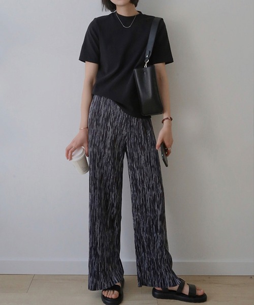 SMILE ORCHID（スマイルオーキッド）の「セルフカットルーズシルエットニュアンス柄リラックスパンツ（その他パンツ・レディース・ブラック/パープル/ブルー/グレー・FREE）」の5枚目の写真