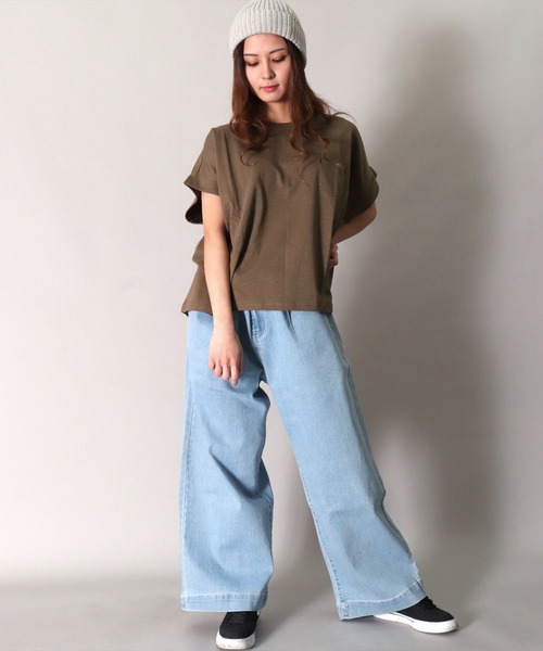 BAYBLO（ベイブロ）の「(BB)【ユニセックス】デニム ワイド タック パンツ（デニムパンツ・メンズ・ダークインディゴブルー/ライトインディゴブルー/ワンウォッシュ・LARGE/MEDIUM/X-LARGE）」の6枚目の写真