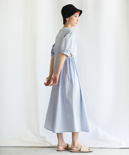 select MOCA（セレクトモカ）の「2021 SS パフスリーブサイドオープンワンピース（ワンピース・レディース・ホワイト/ブルー・FREE）」の9枚目の写真