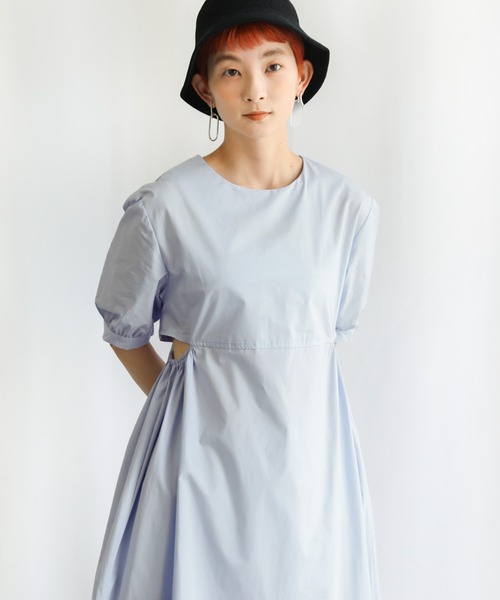 select MOCA（セレクトモカ）の「2021 SS パフスリーブサイドオープンワンピース（ワンピース・レディース・ホワイト/ブルー・FREE）」の16枚目の写真