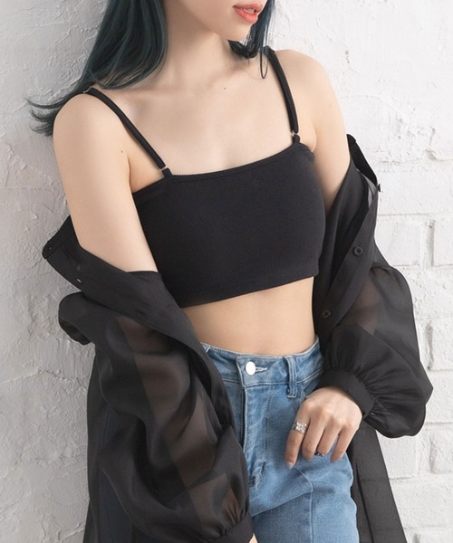 Newlyme（ニューリーミー）の「ストラップ付インナーカップベアトップ（キャミソール・レディース・ホワイト/ブラック/モカ・LARGE/X-LARGE/MEDIUM/SMALL/XX-LARGE）」の3枚目の写真