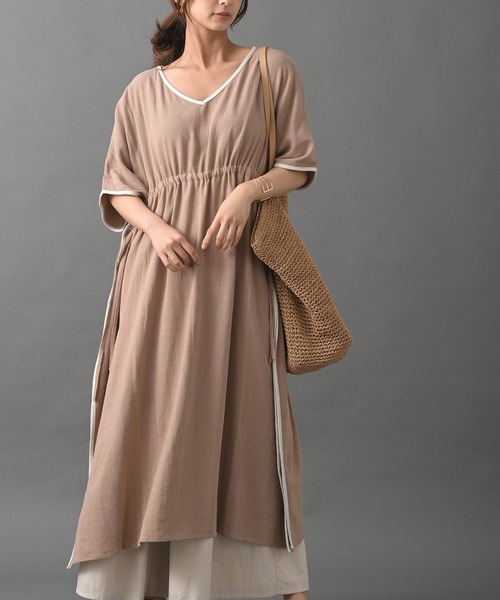 R・P・S pura(アールピーエスピューラ)の「【WEB限定】pura カフタンワンピース(ワンピース・レディース・カーキ/アイボリー/モカ・フリー)」の16枚目の写真