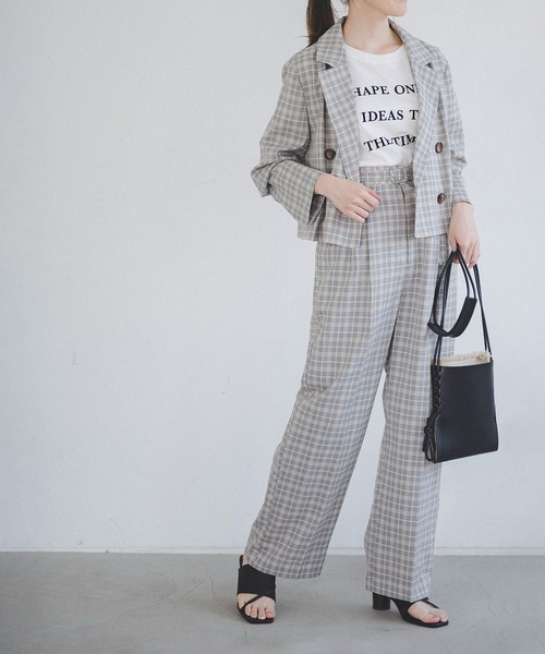 FREE'S MART(フリーズマート)の「【Sシリーズ対応】◆チェックベルト付きワイドパンツ(その他パンツ・レディース・ブラウン系その他/グレー系その他/ベージュ系その他・MEDIUM/SMALL)」の2枚目の写真