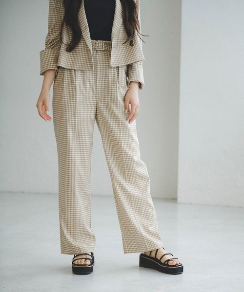 FREE'S MART(フリーズマート)の「【Sシリーズ対応】◆チェックベルト付きワイドパンツ(その他パンツ・レディース・ブラウン系その他/グレー系その他/ベージュ系その他・MEDIUM/SMALL)」の3枚目の写真