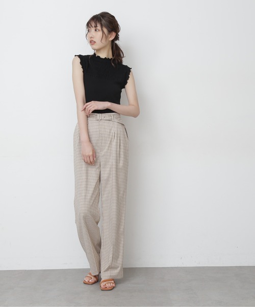 FREE'S MART(フリーズマート)の「【Sシリーズ対応】◆チェックベルト付きワイドパンツ(その他パンツ・レディース・ブラウン系その他/グレー系その他/ベージュ系その他・MEDIUM/SMALL)」の4枚目の写真