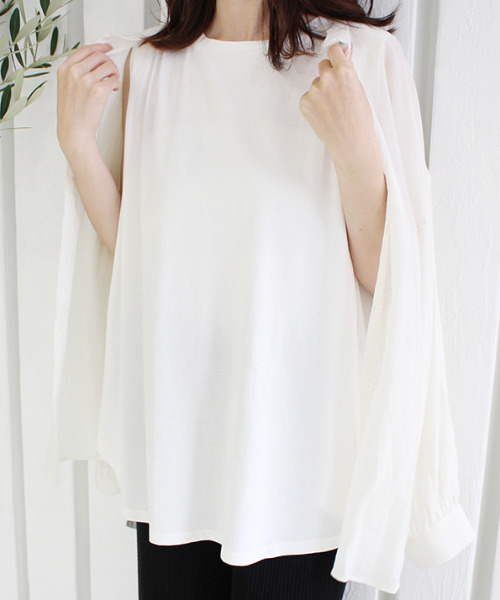 MODE ROBE(モードローブ)の「ノーカラーシアーシャツ(シャツ/ブラウス・レディース・ホワイト・FREE)」の20枚目の写真