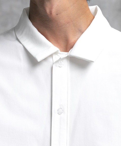 Perushu（ペルーシュ）の「リフレクターロゴバックボタンアシメシャツ（シャツ/ブラウス・メンズ・ホワイト/ライトグリーン/サックスブルー・MEDIUM/LARGE）」の12枚目の写真