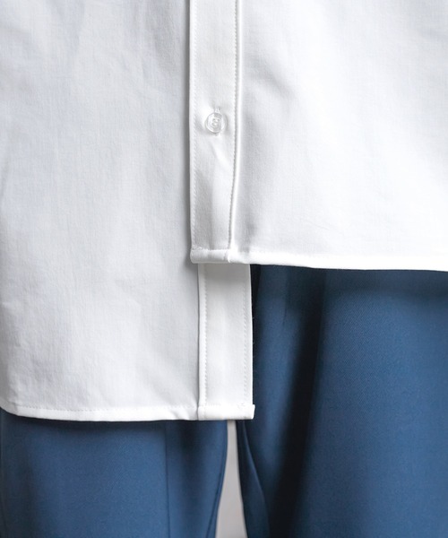 Perushu（ペルーシュ）の「リフレクターロゴバックボタンアシメシャツ（シャツ/ブラウス・メンズ・ホワイト/ライトグリーン/サックスブルー・MEDIUM/LARGE）」の15枚目の写真