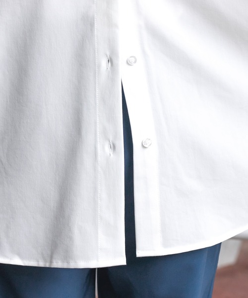 Perushu（ペルーシュ）の「リフレクターロゴバックボタンアシメシャツ（シャツ/ブラウス・メンズ・ホワイト/ライトグリーン/サックスブルー・MEDIUM/LARGE）」の16枚目の写真