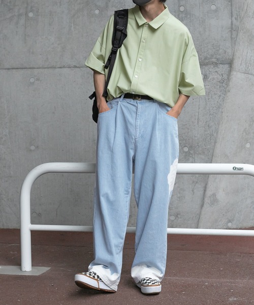 Perushu（ペルーシュ）の「リフレクターロゴバックボタンアシメシャツ（シャツ/ブラウス・メンズ・ホワイト/ライトグリーン/サックスブルー・MEDIUM/LARGE）」の18枚目の写真