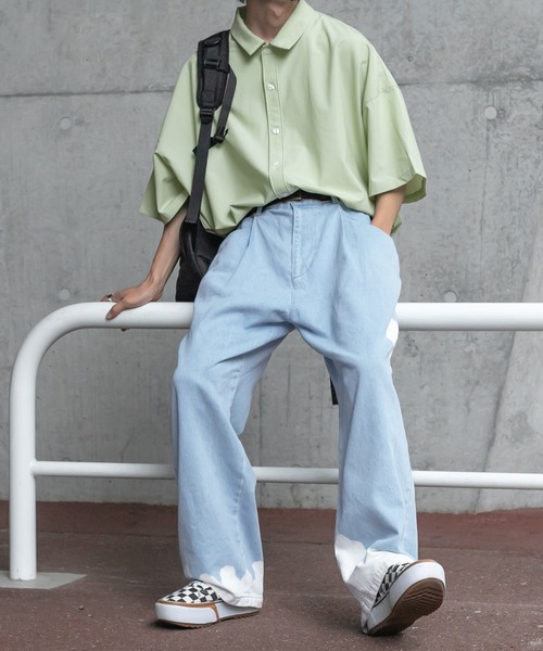 Perushu（ペルーシュ）の「リフレクターロゴバックボタンアシメシャツ（シャツ/ブラウス・メンズ・ホワイト/ライトグリーン/サックスブルー・MEDIUM/LARGE）」の19枚目の写真