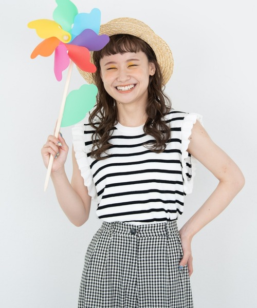MERLOT(メルロー)の「ボーダーフリルニット(ニット/セーター・レディース・ホワイト/ネイビー/レッド・FREE)」の20枚目の写真