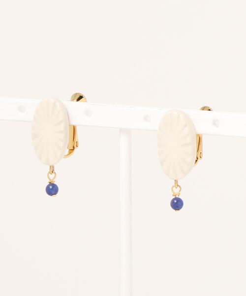 tone(トーン)の「【IRODORI】彫モヨウの オーバルearring( ラピスラズリ)(イヤリング・レディース・ブルー系その他・FREE)」の1枚目の写真