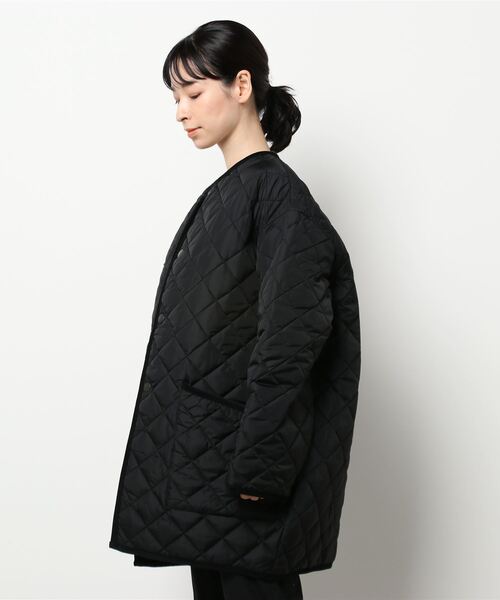 Barbour（バブアー）の「【 BARBOUR / バブアー 】 QUILTED NO COLLAR COAT NYLON / キルト ノーカラーコート ナイロン（ノーカラーコート・レディース・ブラック/オリーブ・10）」の3枚目の写真