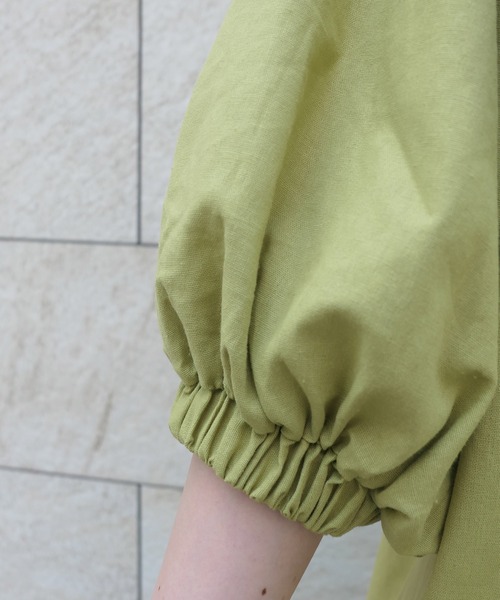 CORNERS（コーナーズ）の「リネンタッチパイピングガウンワンピ（ワンピース・レディース・ベージュ/ライム/アイボリー・M）」の9枚目の写真