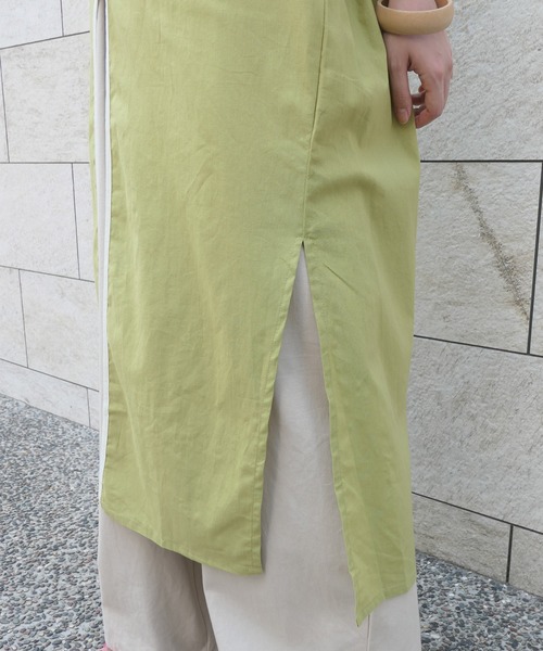 CORNERS（コーナーズ）の「リネンタッチパイピングガウンワンピ（ワンピース・レディース・ベージュ/ライム/アイボリー・M）」の10枚目の写真