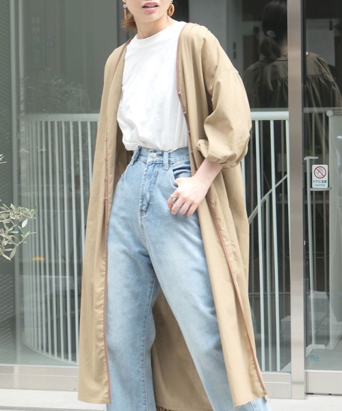 CORNERS（コーナーズ）の「リネンタッチパイピングガウンワンピ（ワンピース・レディース・ベージュ/ライム/アイボリー・M）」の11枚目の写真