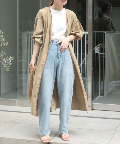 CORNERS（コーナーズ）の「リネンタッチパイピングガウンワンピ（ワンピース・レディース・ベージュ/ライム/アイボリー・M）」の12枚目の写真