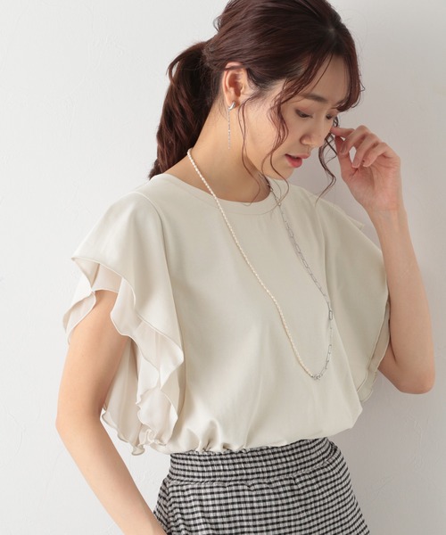 GLOBAL WORK（グローバルワーク）の「リラックス美人袖フレア/955513（Tシャツ/カットソー・レディース・アッシュグレー/ブラック/その他/モカ・MEDIUM/LARGE）」の3枚目の写真