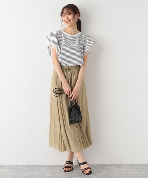 GLOBAL WORK（グローバルワーク）の「リラックス美人袖フレア/955513（Tシャツ/カットソー・レディース・アッシュグレー/ブラック/その他/モカ・MEDIUM/LARGE）」の7枚目の写真