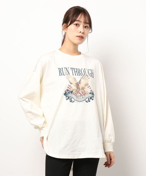 KRIFF MAYER Lady's Collection(クリフメイヤーレディースコレクション)の「抗菌アメカジビッグロンT(Tシャツ/カットソー・レディース・グレー/オフホワイト/ホワイト系その他/カラフル/チャコール/その他5・MEDIUM/LARGE)」の3枚目の写真