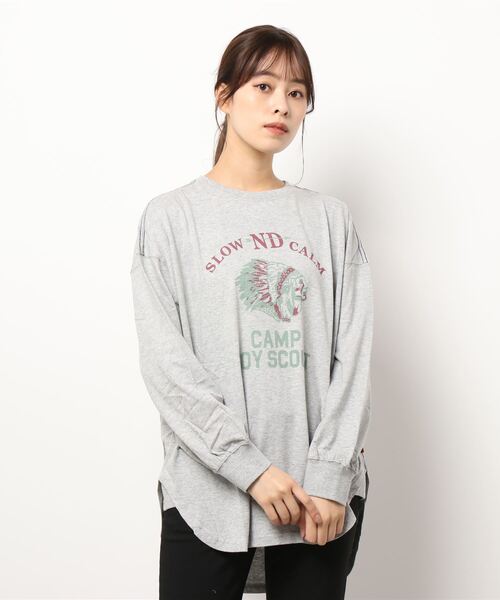 KRIFF MAYER Lady's Collection(クリフメイヤーレディースコレクション)の「抗菌アメカジビッグロンT(Tシャツ/カットソー・レディース・グレー/オフホワイト/ホワイト系その他/カラフル/チャコール/その他5・MEDIUM/LARGE)」の4枚目の写真