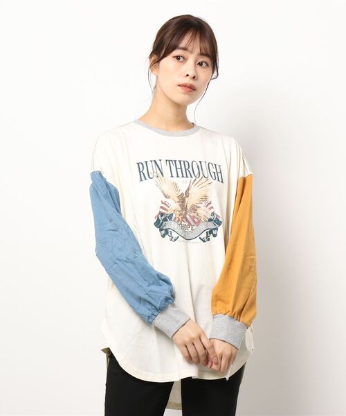 KRIFF MAYER Lady's Collection(クリフメイヤーレディースコレクション)の「抗菌アメカジビッグロンT(Tシャツ/カットソー・レディース・グレー/オフホワイト/ホワイト系その他/カラフル/チャコール/その他5・MEDIUM/LARGE)」の6枚目の写真