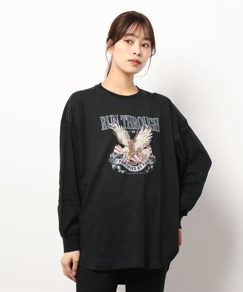 KRIFF MAYER Lady's Collection(クリフメイヤーレディースコレクション)の「抗菌アメカジビッグロンT(Tシャツ/カットソー・レディース・グレー/オフホワイト/ホワイト系その他/カラフル/チャコール/その他5・MEDIUM/LARGE)」の1枚目の写真