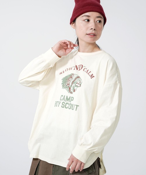 KRIFF MAYER Lady's Collection(クリフメイヤーレディースコレクション)の「抗菌アメカジビッグロンT(Tシャツ/カットソー・レディース・グレー/オフホワイト/ホワイト系その他/カラフル/チャコール/その他5・MEDIUM/LARGE)」の2枚目の写真