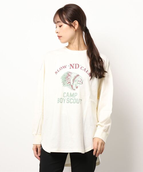KRIFF MAYER Lady's Collection(クリフメイヤーレディースコレクション)の「抗菌アメカジビッグロンT(Tシャツ/カットソー・レディース・グレー/オフホワイト/ホワイト系その他/カラフル/チャコール/その他5・MEDIUM/LARGE)」の11枚目の写真