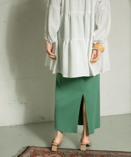 KBF（ケイビーエフ）の「リブタイトスカート（スカート・レディース・ブラック/グリーン/アイボリー・ONE）」の6枚目の写真