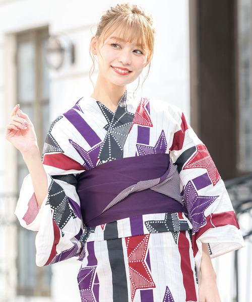 浴衣 レディース レトロ モダン 浴衣セット（浴衣＋帯＋下駄）（浴衣