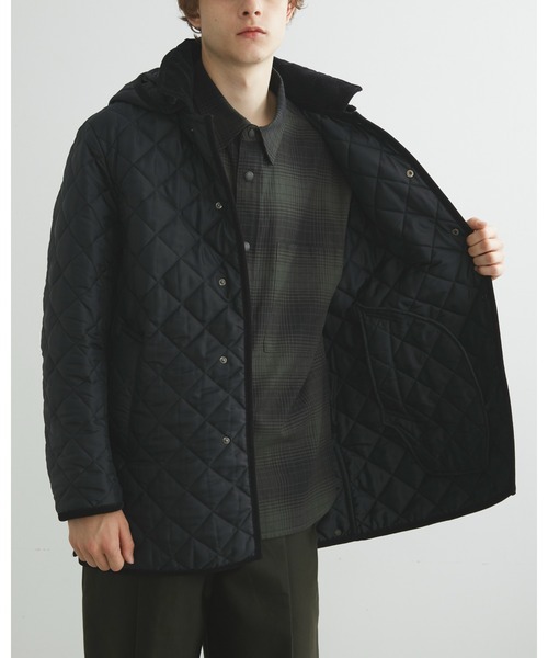 Traditional Weatherwear(トラディショナルウェザーウェア)の「DERBY HOOD QUILTED WITH DOT BUTTON(その他アウター・メンズ・ネイビー/ブラック×ブラック・40/38)」の6枚目の写真