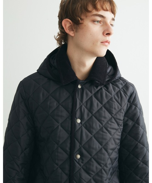 Traditional Weatherwear(トラディショナルウェザーウェア)の「DERBY HOOD QUILTED WITH DOT BUTTON(その他アウター・メンズ・ネイビー/ブラック×ブラック・40/38)」の11枚目の写真