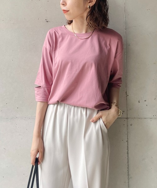 CAPRICIEUX LE'MAGE(カプリシューレマージュ)の「カットアウトスリーブTシャツ(Tシャツ/カットソー・レディース・ホワイト/ブラック/ピンク・FREE)」の9枚目の写真